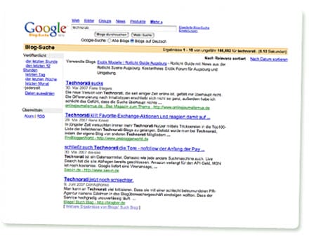 Screenshot Google Blogsuche