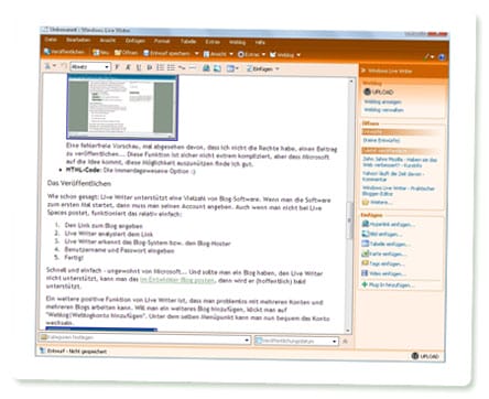 Windows Live Writer - normaler Anzeigemodus