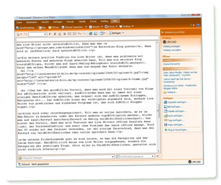 Windows Live Writer - HTML-Modus