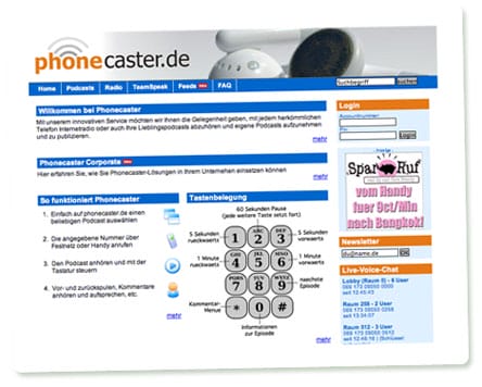 Screenshot PhoneCaster.de