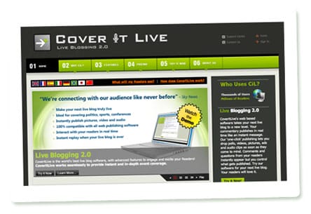 Screenshot: Website von CoverItLive