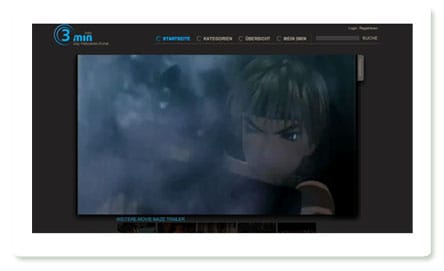 Screenshot: 3min, Portal für Webserien