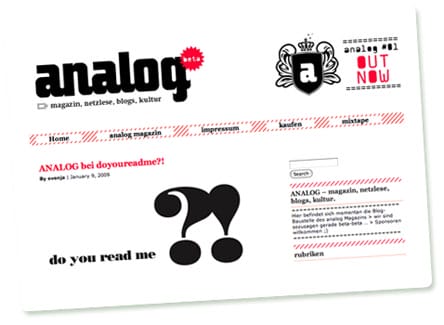 Screenshot der Website des analog magazins
