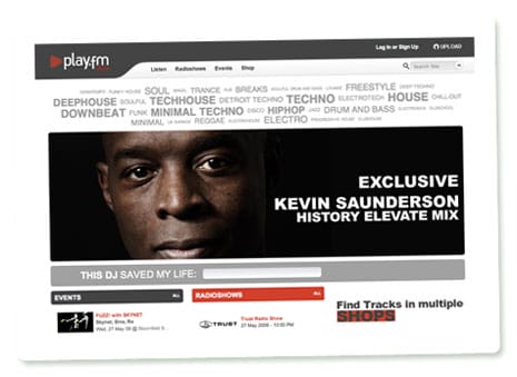 Startseite von PLAY.FM