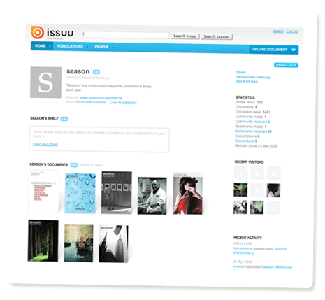 Profilseite bei Issuu