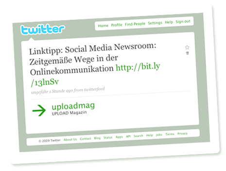 Beispieltweet mit Twitterfeed