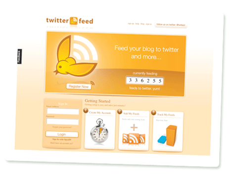 Startseite von Twitterfeed