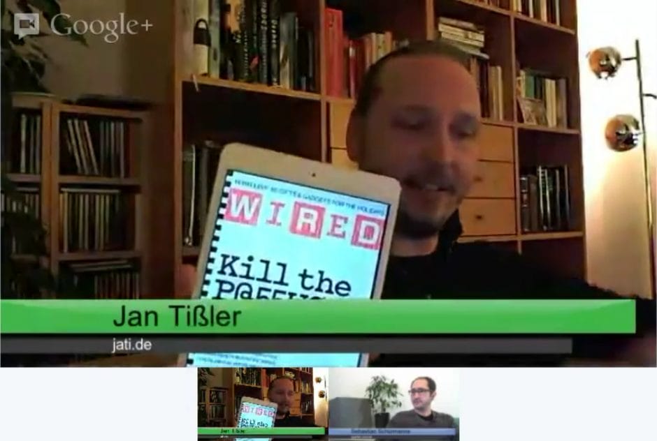 Screenshot aus der ersten Testausgabe von "UPLOAD on Air", aufgenommen via Google+.