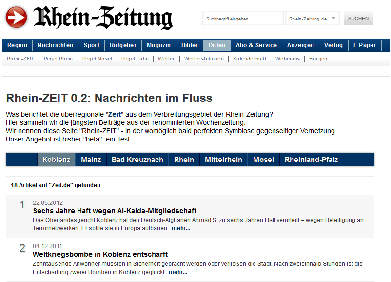 rheinzeit - Zeit-API für das Rein-Main-Gebiet