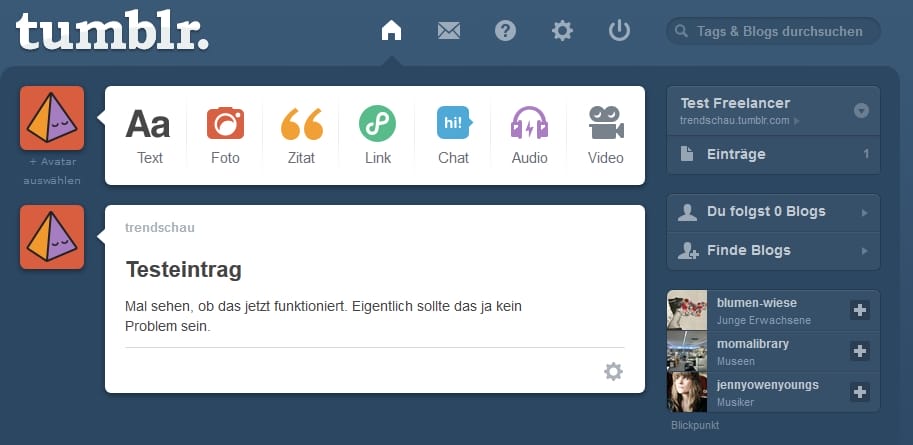 Tumblr Dashboard
