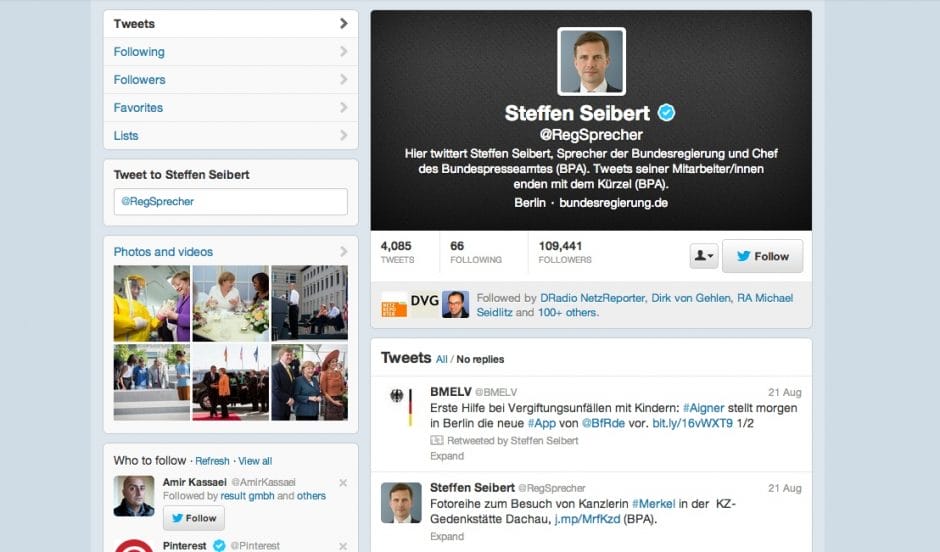 Regierungssprecher Steffen Seibert auf Twitter