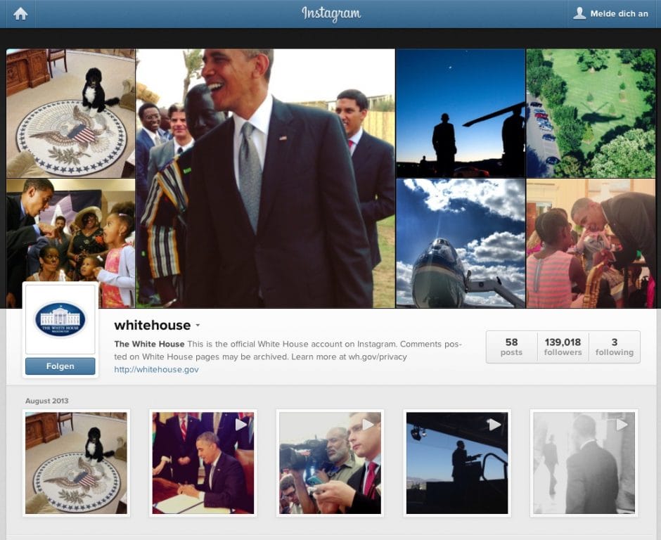 Auch kleinere Plattformen wie Instagram haben ihren Platz in der Social Media Strategie des Weißen Hauses.