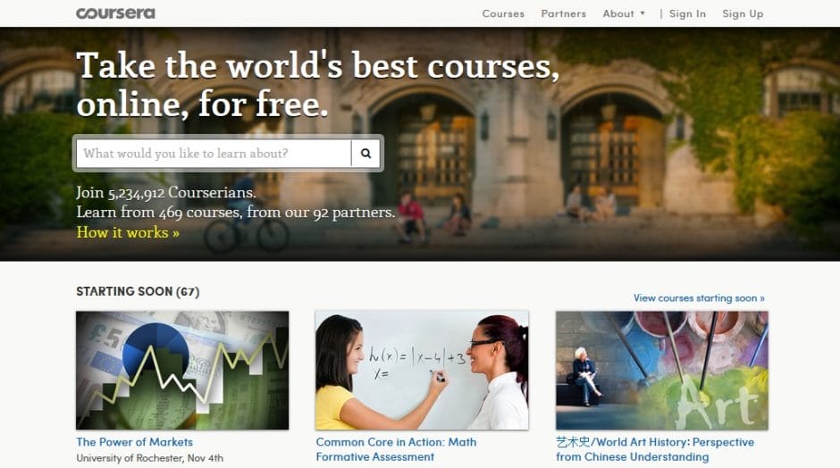 coursera - Plattform für Massive Open Online Courses MOOCS