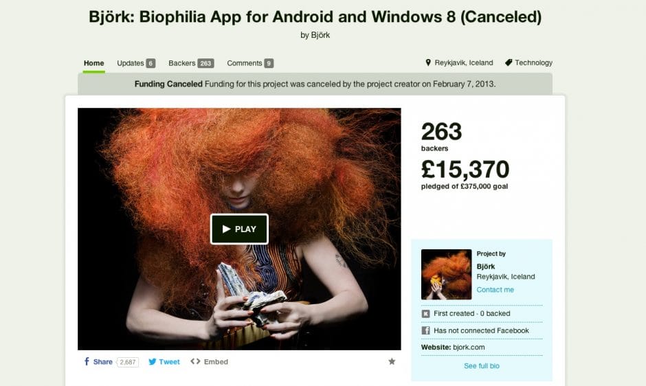 Björk auf Kickstarter