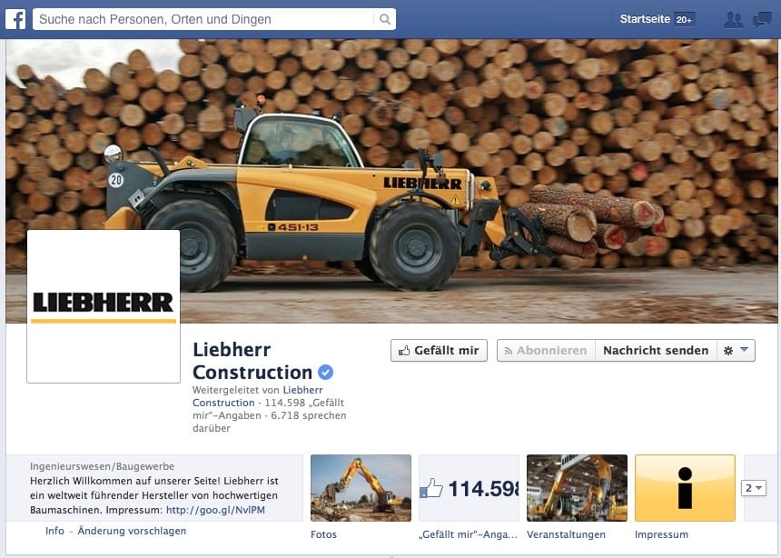 Die Facebook-Seite dient zum Austausch mit den Markenfans und Kunden.