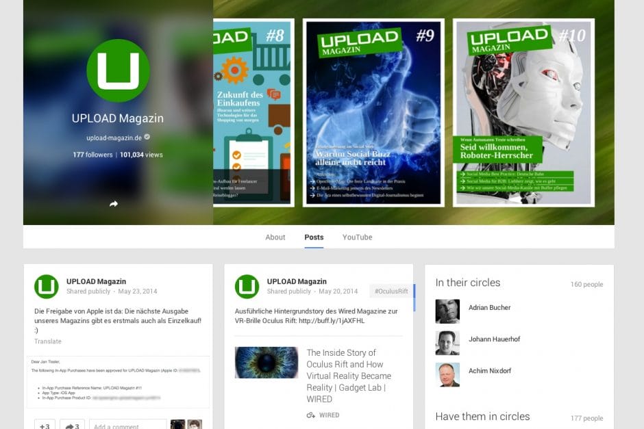 Beispiel für eine Google+ Page