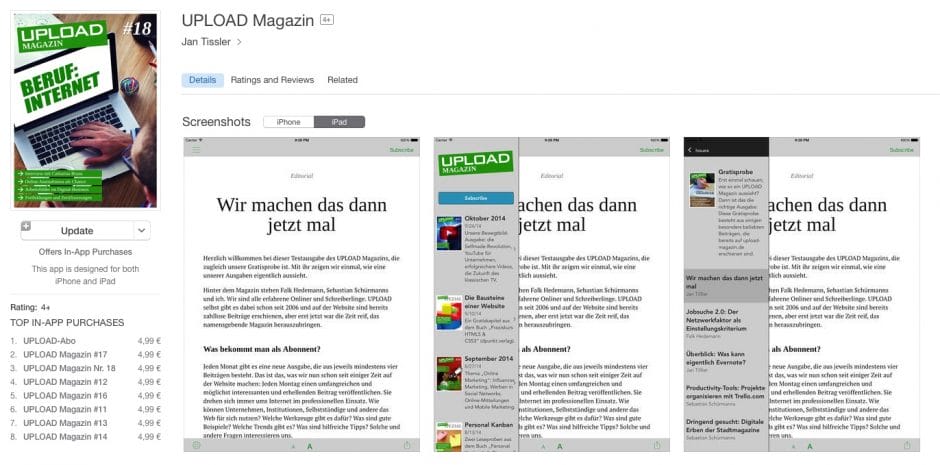 UPLOAD Magazin bei iTunes