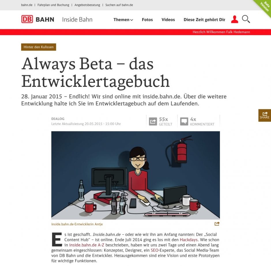 Was gibt es Neues bei der Weiterentwicklung von inside.bahn? Das Entwicklertagebuch verrät es den Lesern.