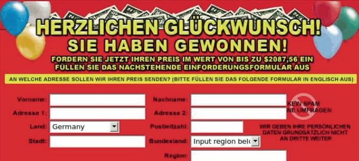 Mit solchen unerlaubten Gewinnzusagen begibt sich der Versender auf dünnes Eis. Durch die Gewinnzusage führt er die Empfänger in die Irre und begeht somit eine Wettbewerbsverletzung.