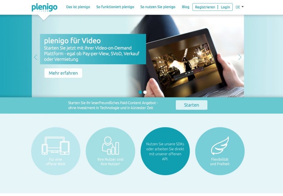 Website von plenigo.