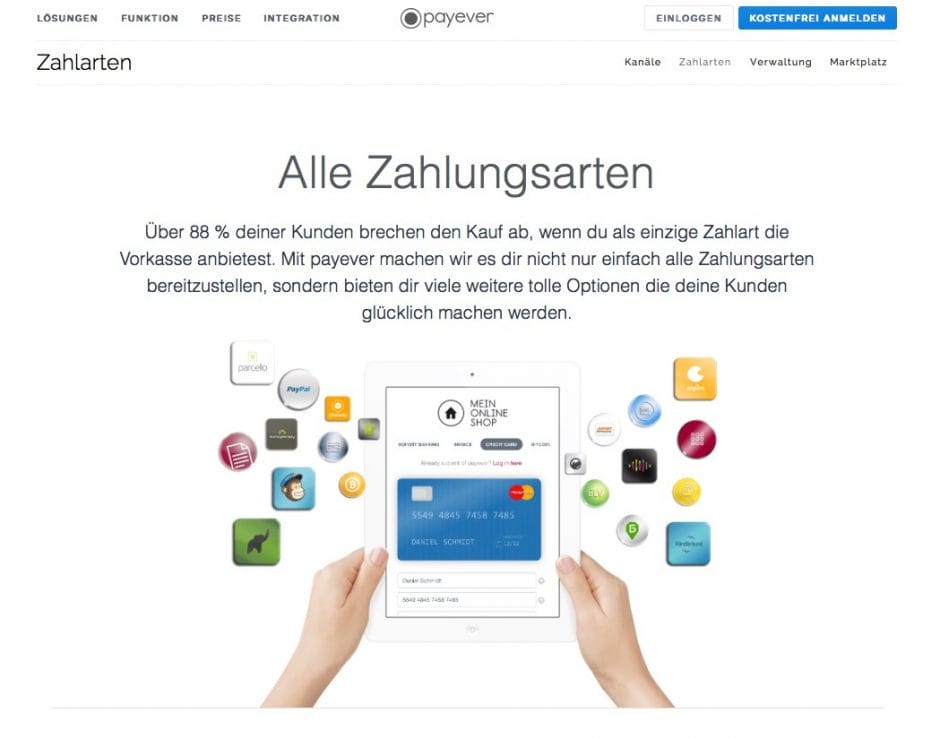 Website von payever