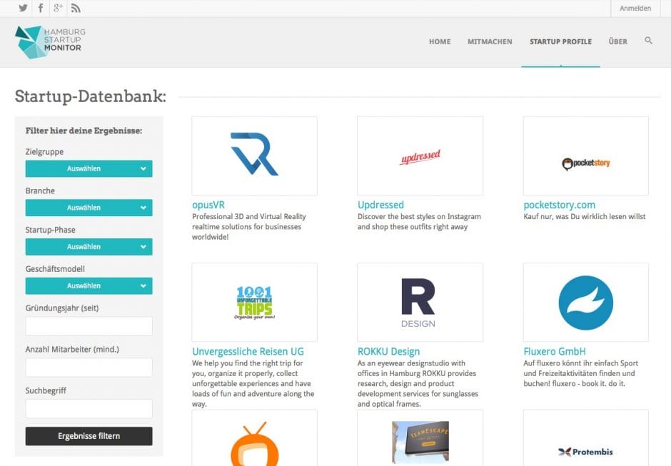 Wachsendes Verzeichnis der Szene: der Hamburg Startups Monitor