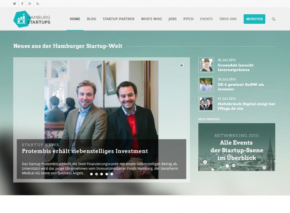 Startseite von Hamburg Startups