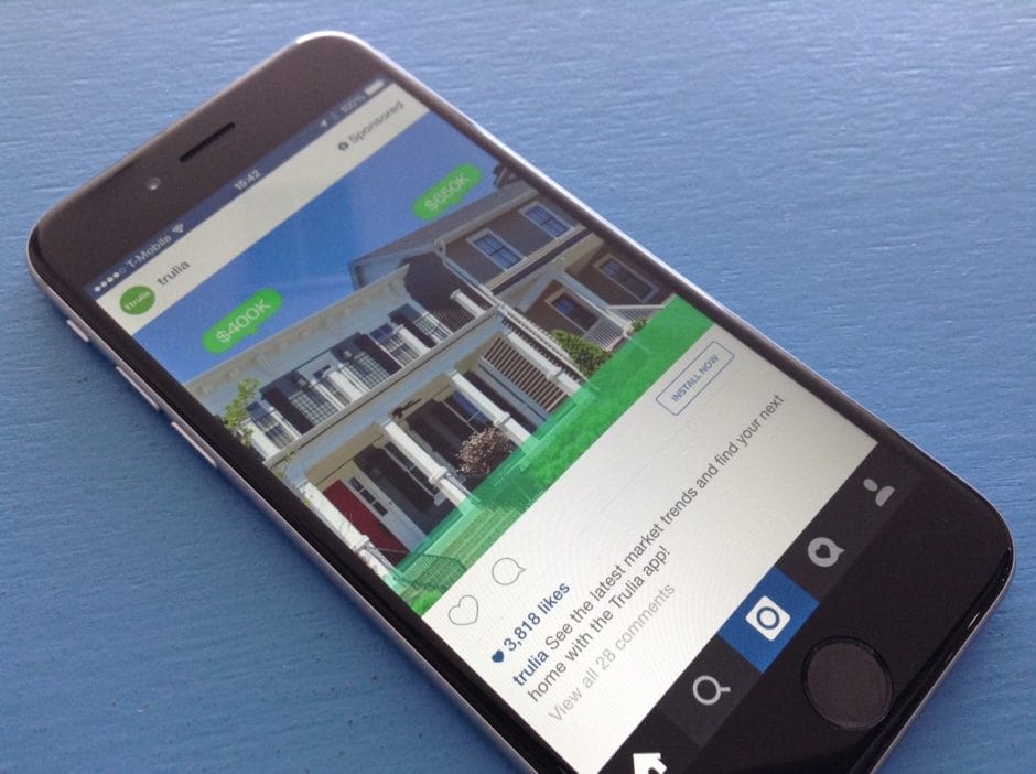 Instagram auf einem iPhone mit einer Anzeige im Stream.