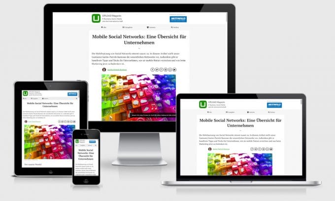 Ein Artikel im neuen Layout auf verschiedenen Displays. (Screenshot: ami.responsivedesign.is)