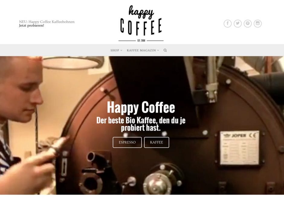 Website von Happy Coffee