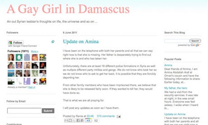 Angebliches Blog von Amani Omari