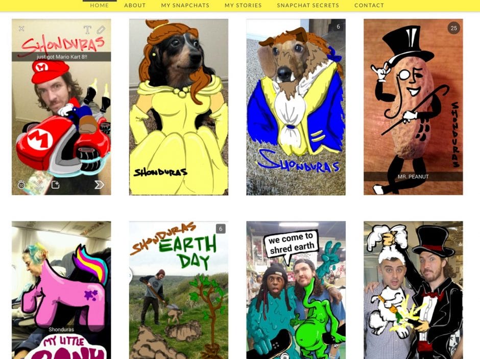 Auf seiner Website zeigt Shonduras etliche Beispiele für seine kreativen Snaps.