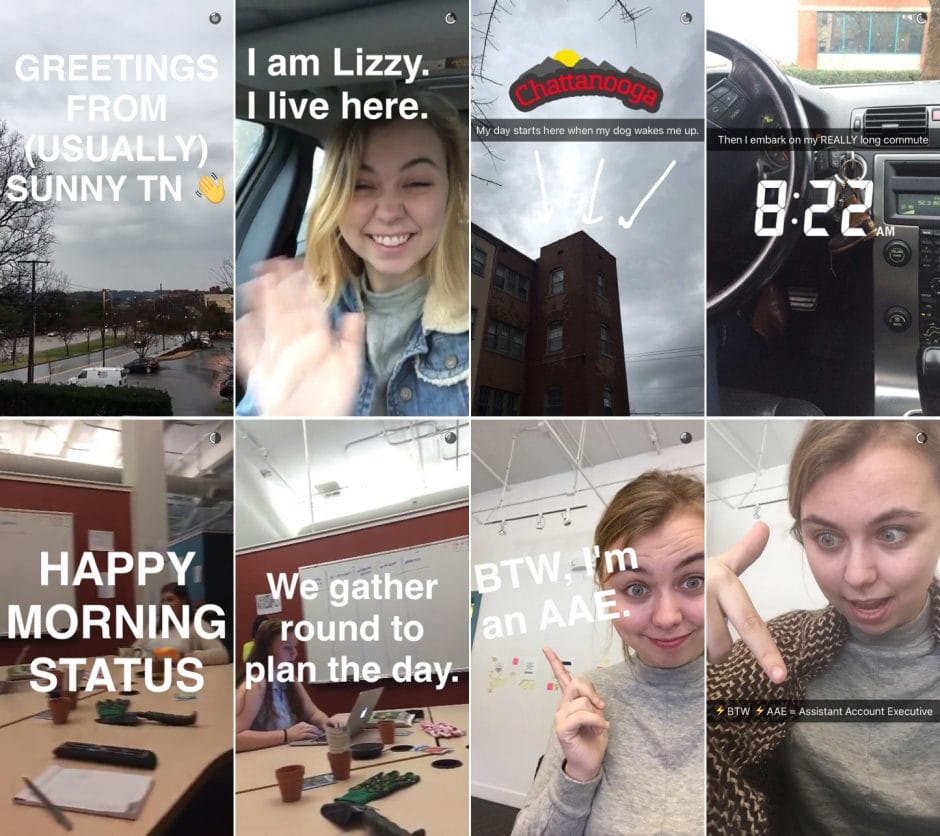 Einige Beispiele von Vaynermedia die zeigen, wie man per Snapchat kleine, persönliche Geschichten erzählen kann.