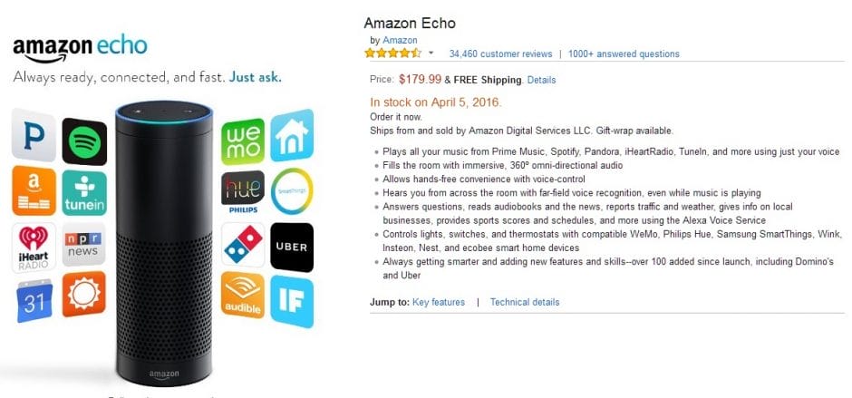 Bislang nur in den USA zu haben: Amazons Echo.