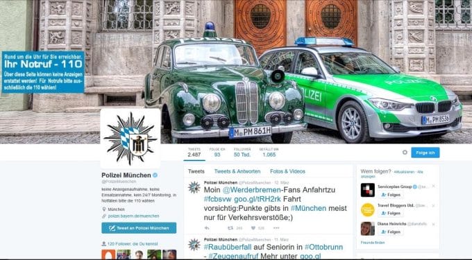 Twitterprofil der Polizei München