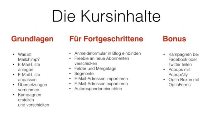 Screenshot der Kursinhalte, die Katharina Lewald behandelt.