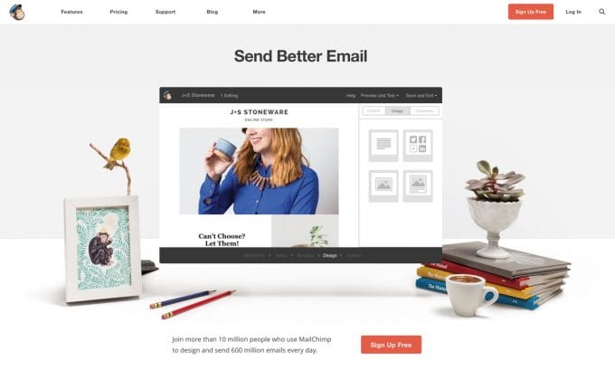 Screenshot der Mailchimp-Website