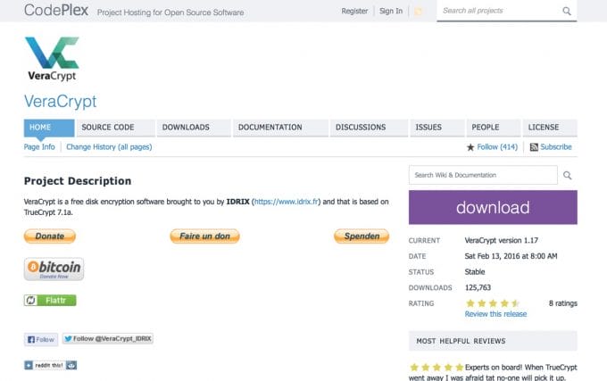Website von VeraCrypt