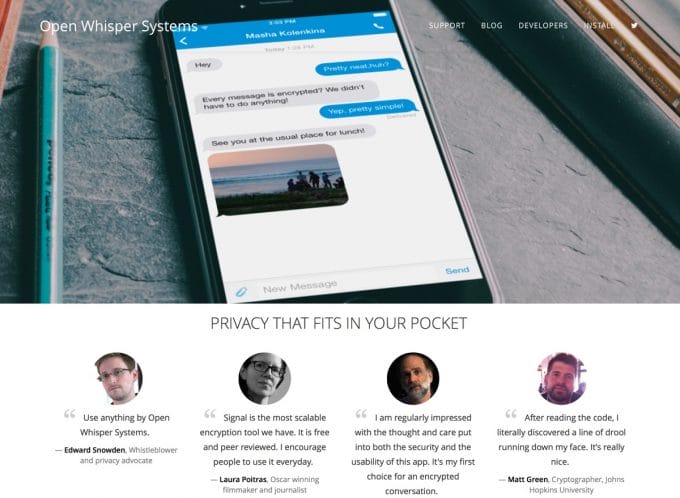 Website von Open Whisper Systems