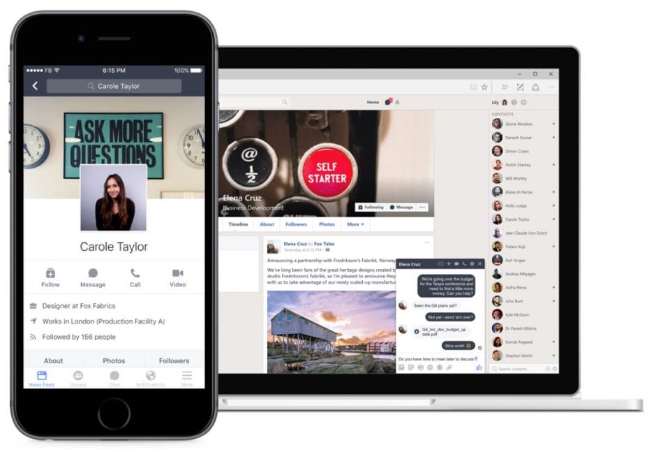 Workplace by Facebook ist ein Social-Intranet-Angebot für Unternehmen. (Foto: Facebook)