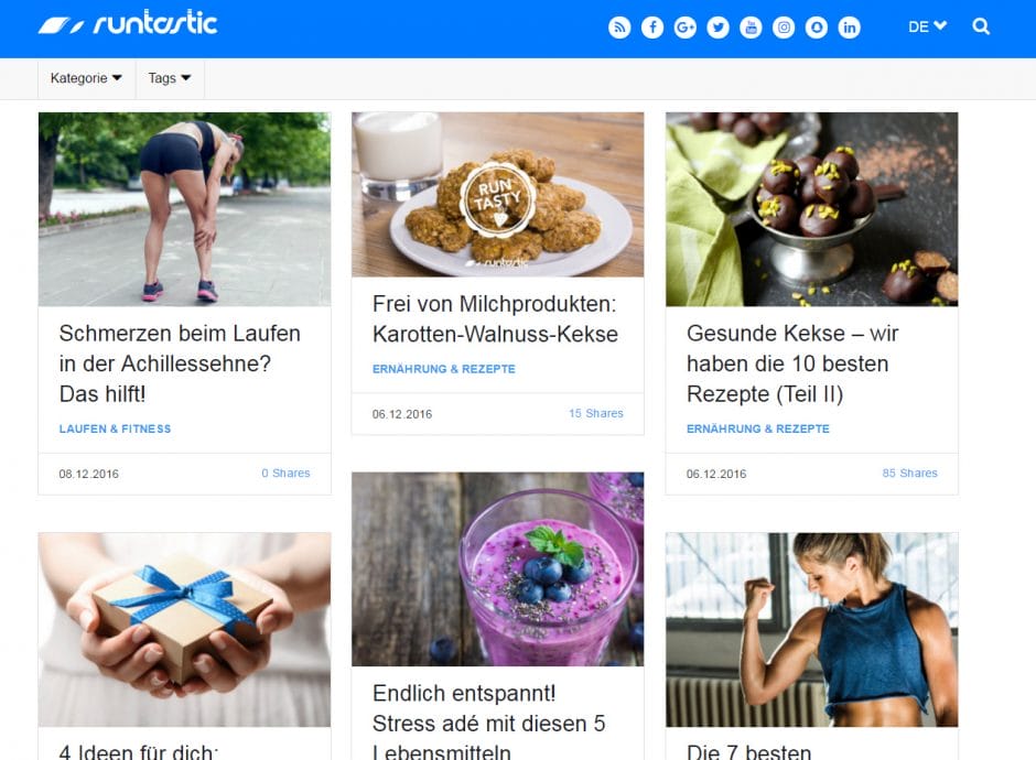 Runtastic betreibt viel Aufwand für seinen Blog und nimmt dafür richtig Geld in die Hand (Foto: Screenshot / Runtastic.de)