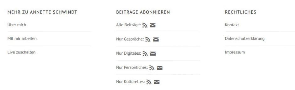 Footer-Navigation annetteschwindt.de