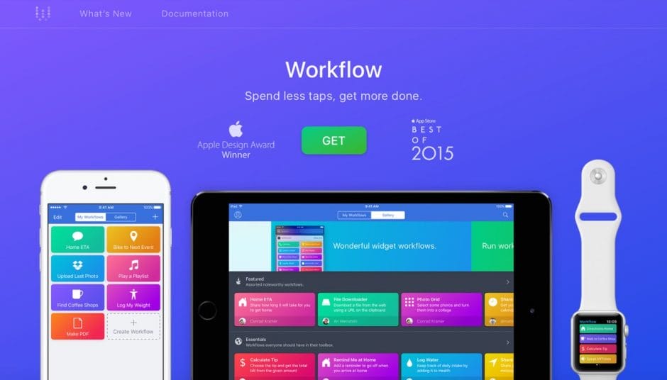 Screenshot der Website zur App Workflow.