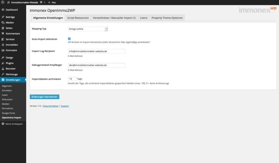 immonex OpenImmo2WP