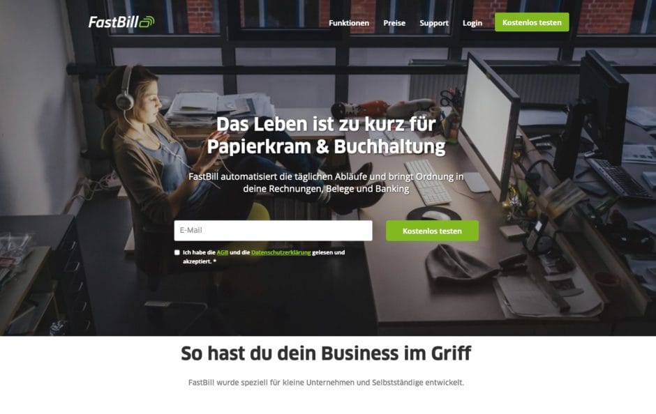 Startseite von FastBill