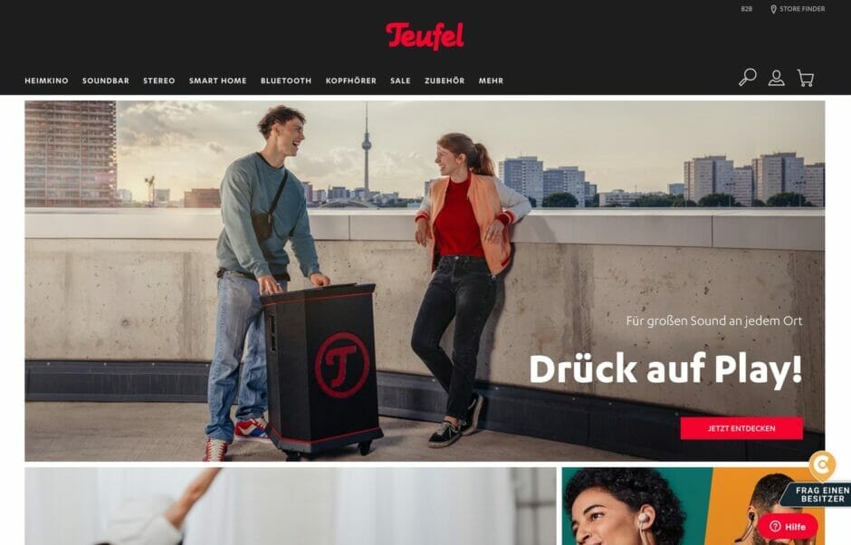 Screenshot der Teufel-Startseite