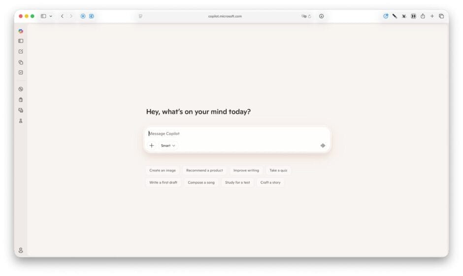 Screenshot der Copilot-Website